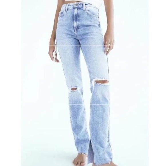Zara | Light Blue Distressed Denim Jeans - Picture 1 of 10